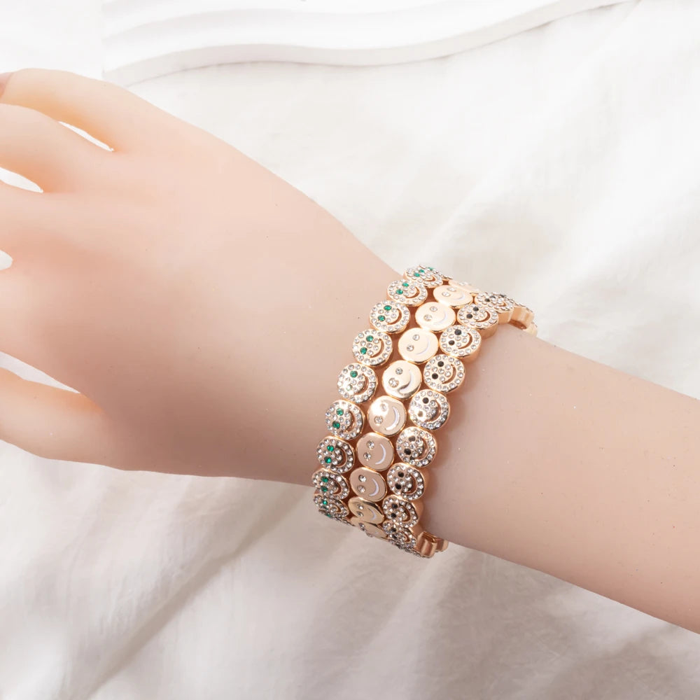 Choice Gold Color Happy Bangle For Women Inlaid Diamond Elastic Bracelets Dice Hand Accessory