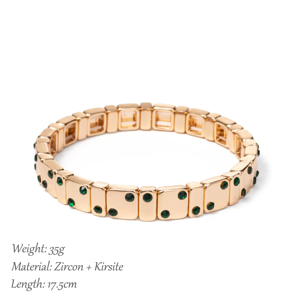 2023 New Design 8mm Square Beads Bracelets For Women Color Zircon Charms Elastic Bangle For Friend Gift