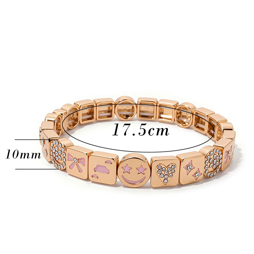 2025 New Cloude Love Sparkle Happy Face Bangle For Women Gold Color Paved Diamond Bracelets
