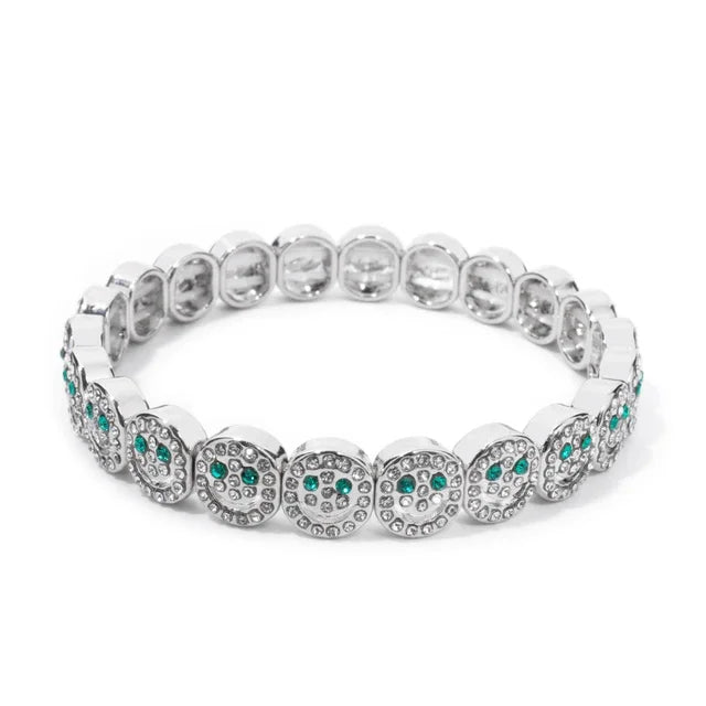 Choice Gold Color Happy Bangle For Women Inlaid Diamond Elastic Bracelets Dice Hand Accessory