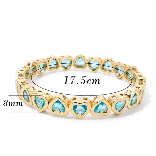 2024 Gold Color Love Bangle For Women Rhinestone Peach Elastic Bangle