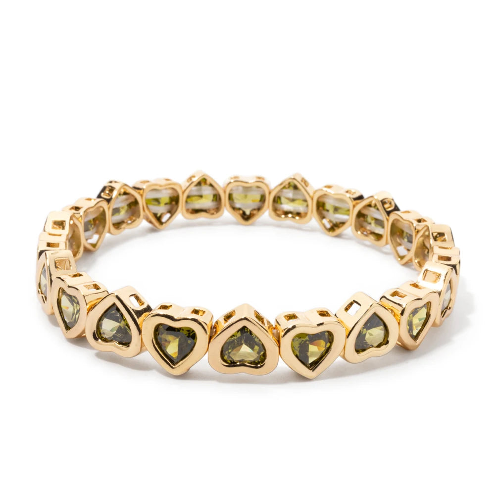 2024 Gold Color Love Bangle For Women Rhinestone Peach Elastic Bangle