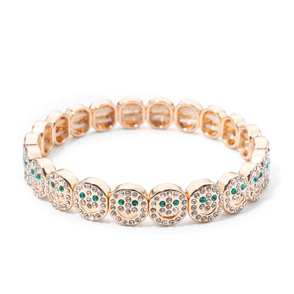 Choice Gold Color Happy Bangle For Women Inlaid Diamond Elastic Bracelets Dice Hand Accessory
