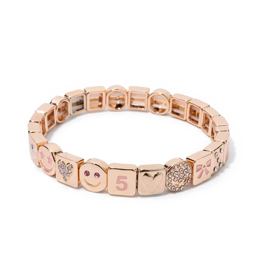2025 New Cloude Love Sparkle Happy Face Bangle For Women Gold Color Paved Diamond Bracelets