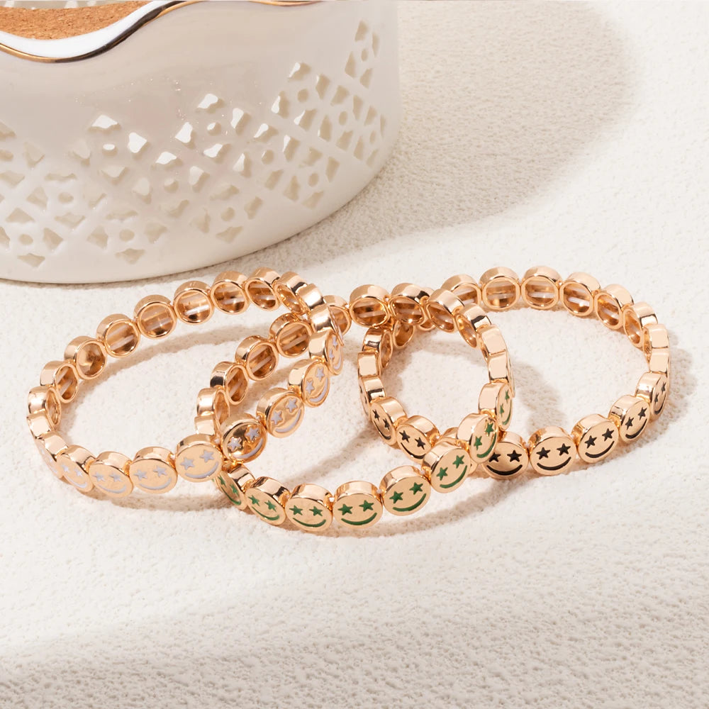 Gold Color Happy Star Bangle For Women Handmade