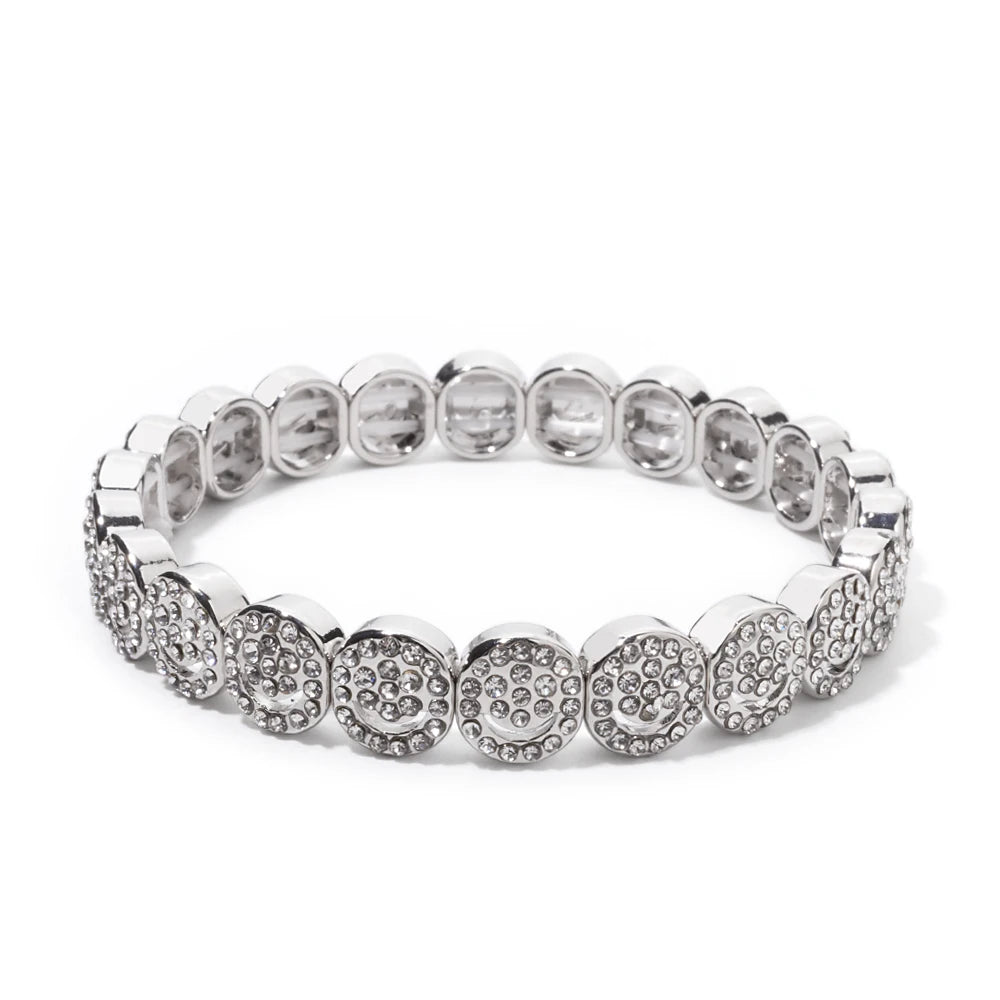 Choice Gold Color Happy Bangle For Women Inlaid Diamond Elastic Bracelets Dice Hand Accessory