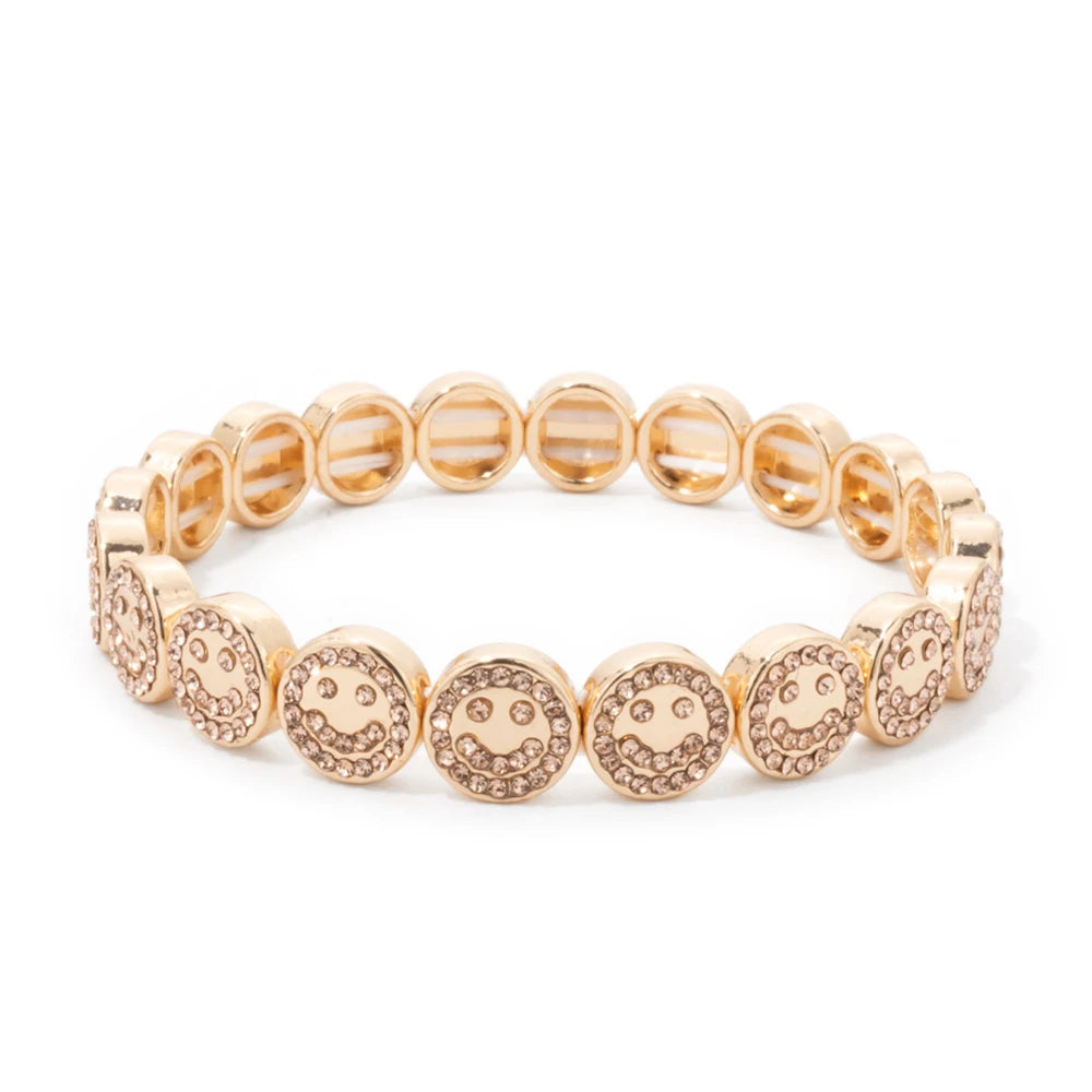 Choice Gold Color Happy Bangle For Women Inlaid Diamond Elastic Bracelets Dice Hand Accessory