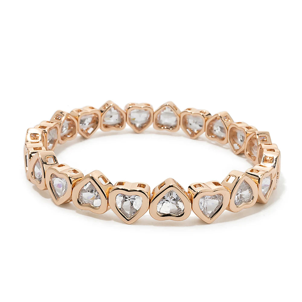 2024 Gold Color Love Bangle For Women Rhinestone Peach Elastic Bangle