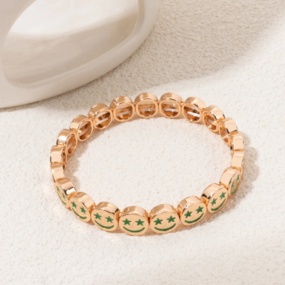 Gold Color Happy Star Bangle For Women Handmade