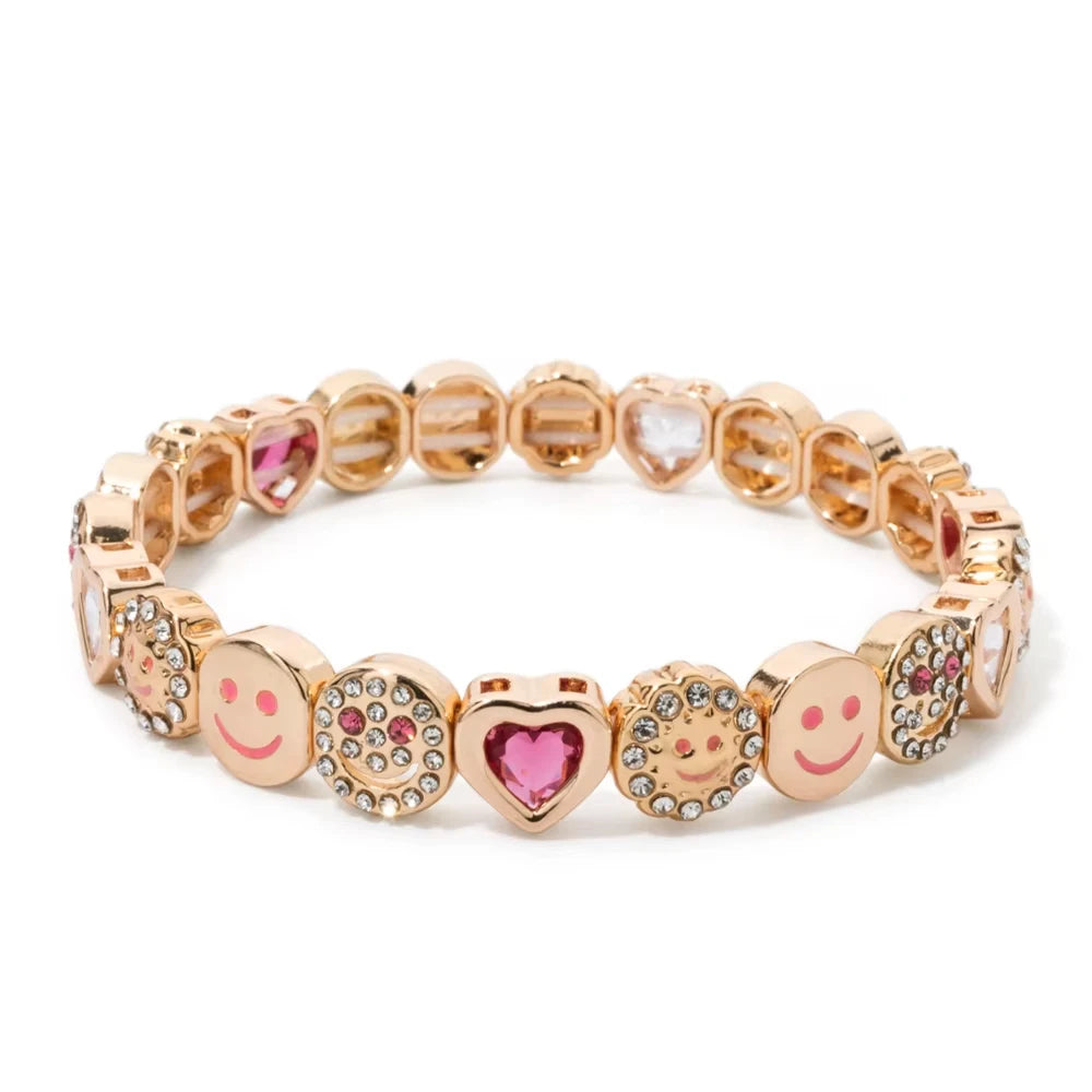 2025 New Cloude Love Sparkle Happy Face Bangle For Women Gold Color Paved Diamond Bracelets