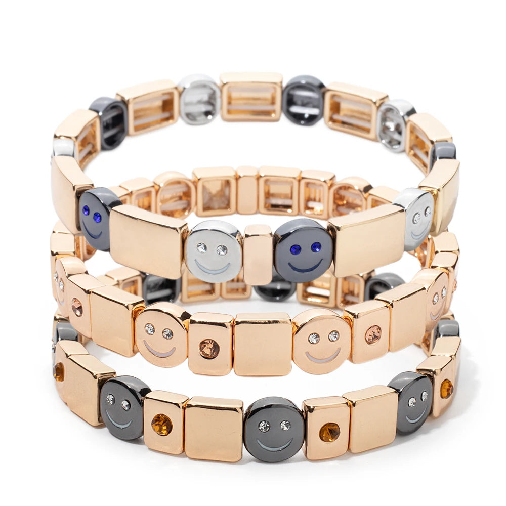 Choice Gold Color Happy Bangle For Women Inlaid Diamond Elastic Bracelets Dice Hand Accessory