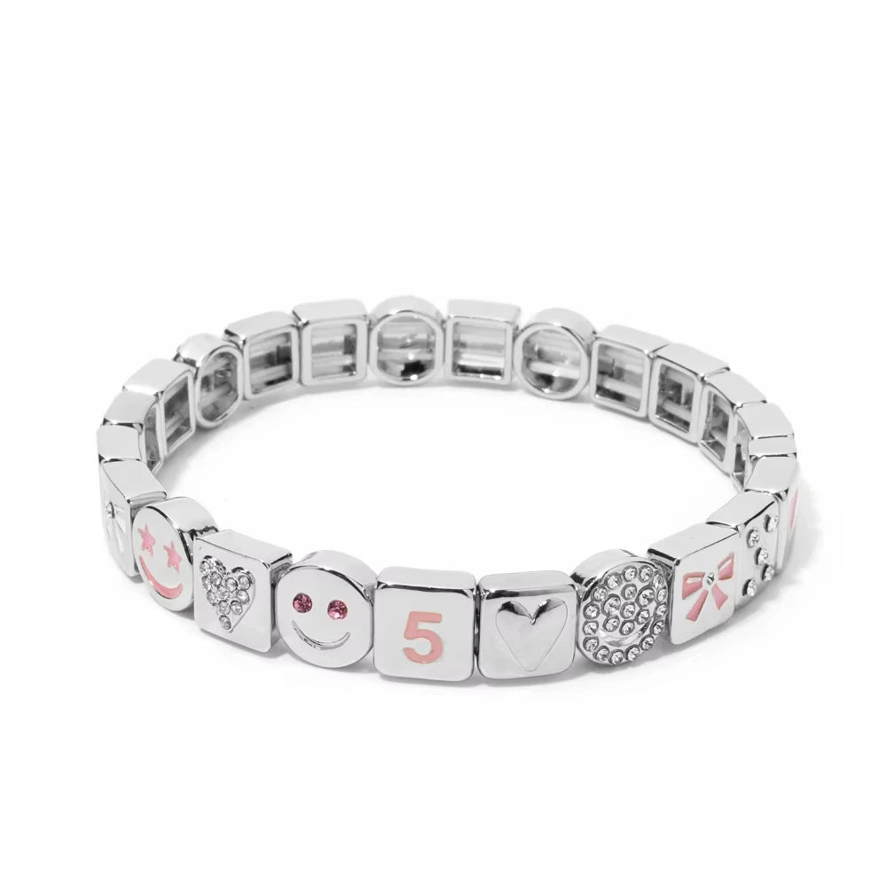 2025 New Cloude Love Sparkle Happy Face Bangle For Women Gold Color Paved Diamond Bracelets