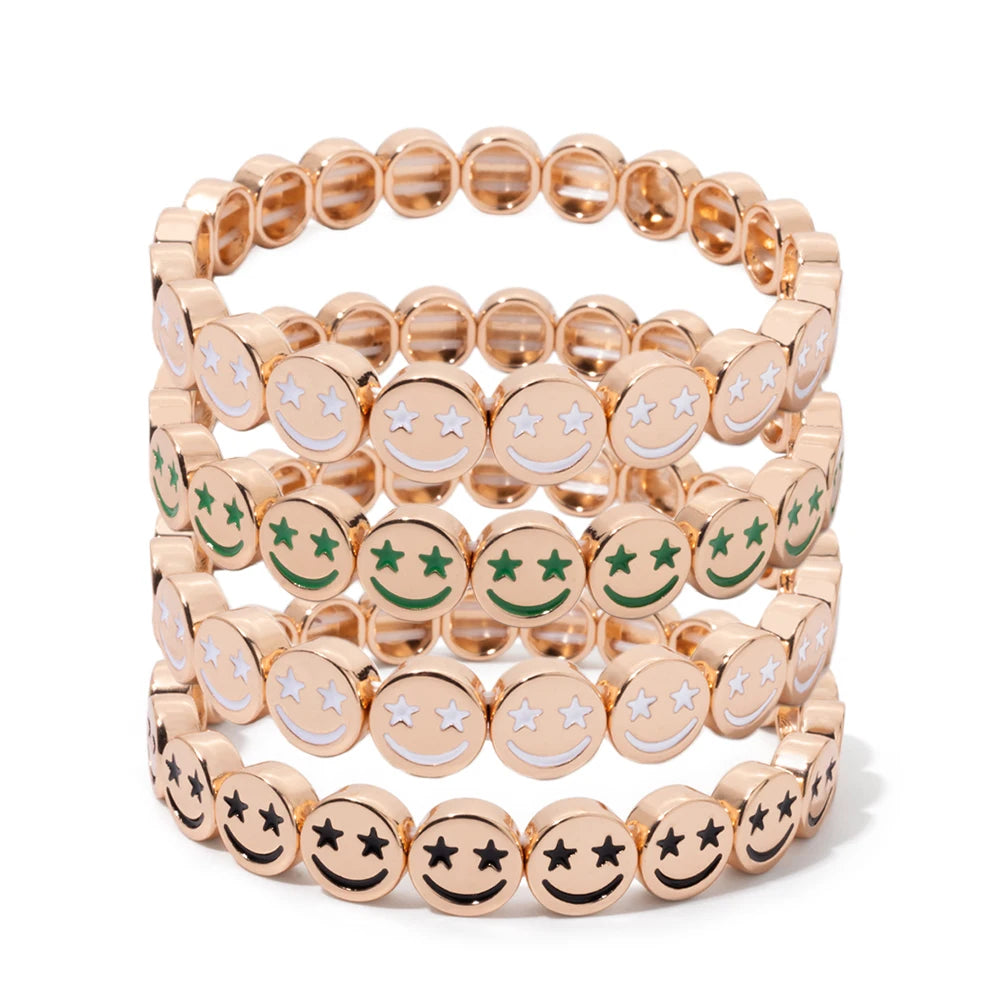 Gold Color Happy Star Bangle For Women Handmade