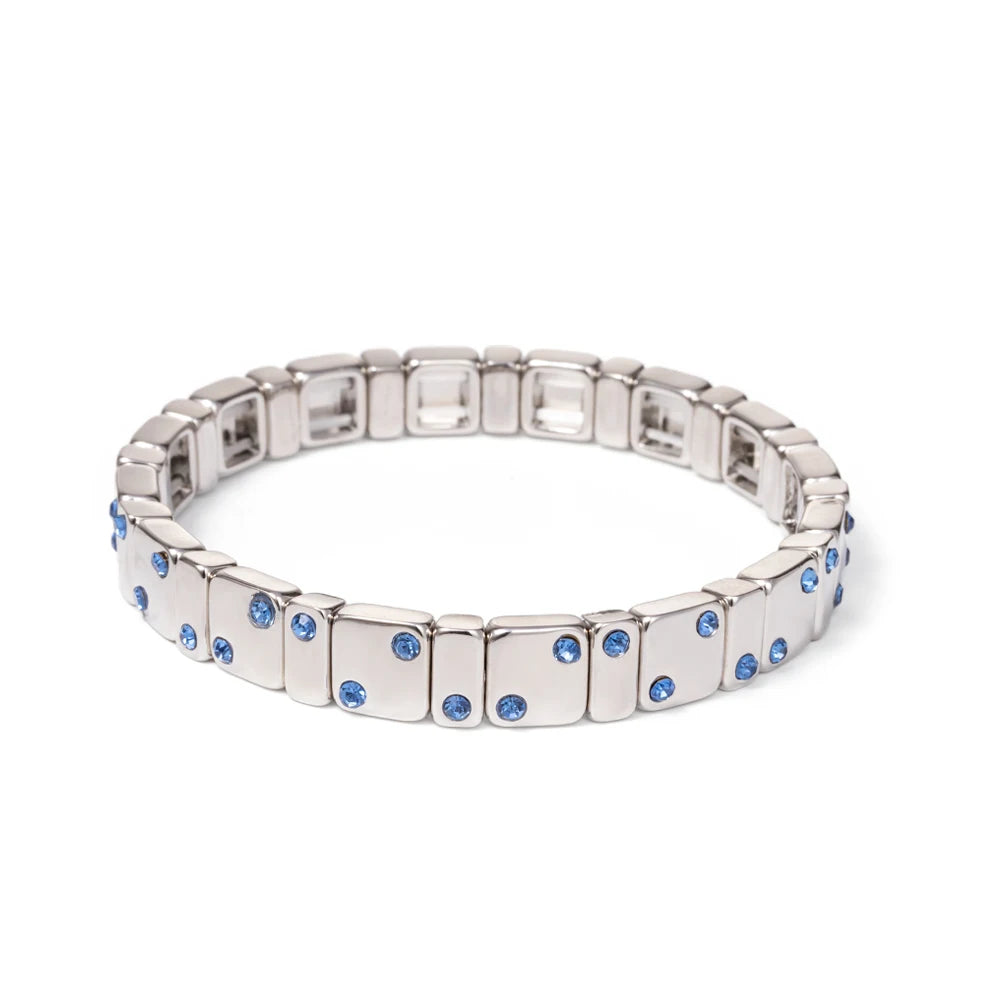 2023 New Design 8mm Square Beads Bracelets For Women Color Zircon Charms Elastic Bangle For Friend Gift