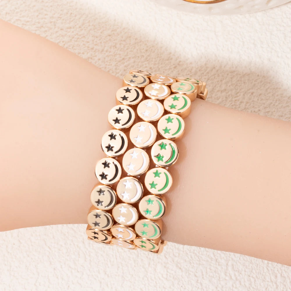 Gold Color Happy Star Bangle For Women Handmade