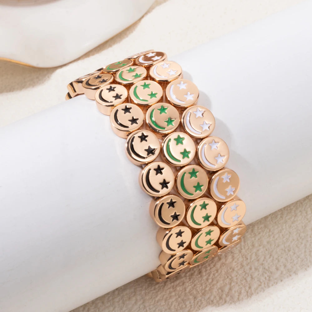 Gold Color Happy Star Bangle For Women Handmade