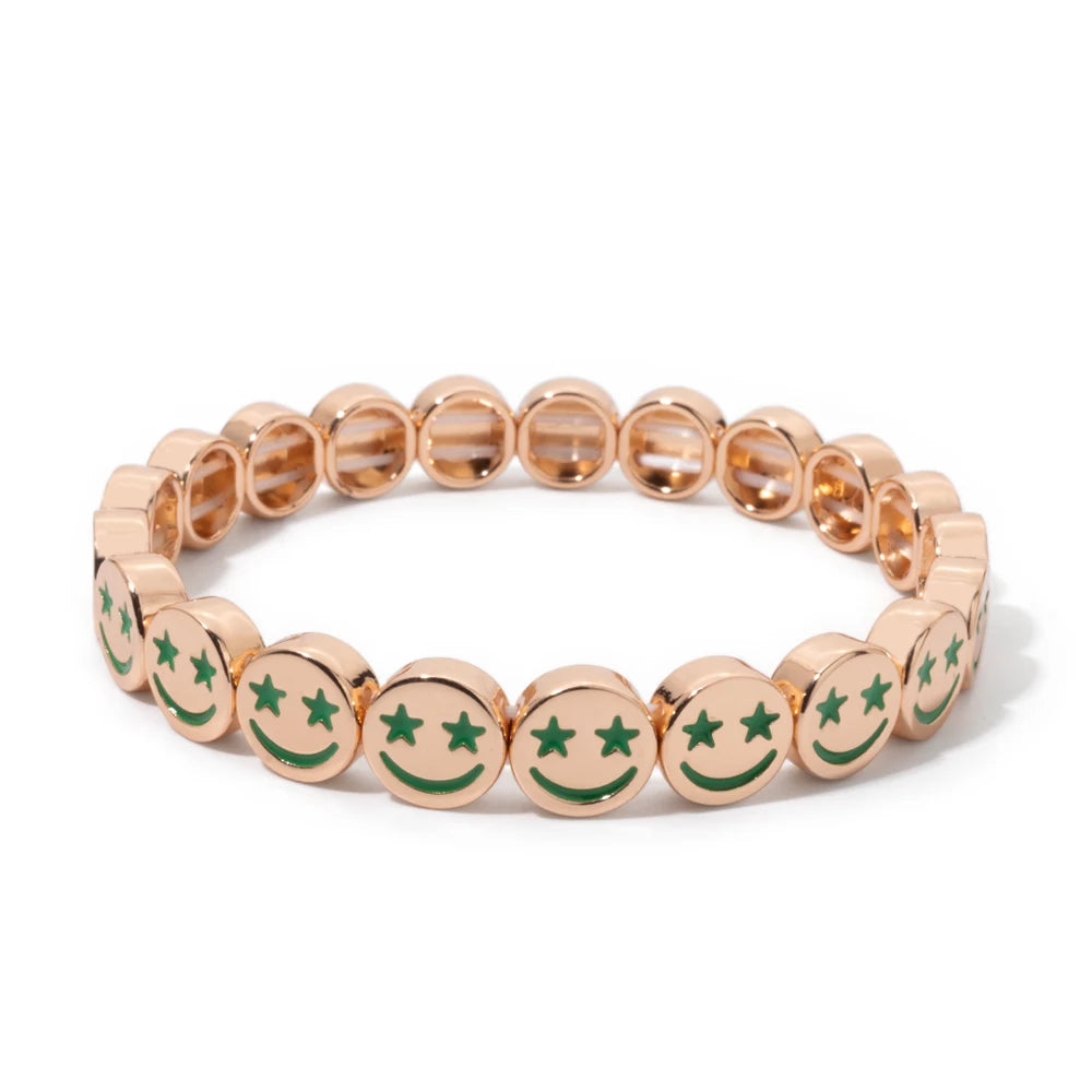 Gold Color Happy Star Bangle For Women Handmade