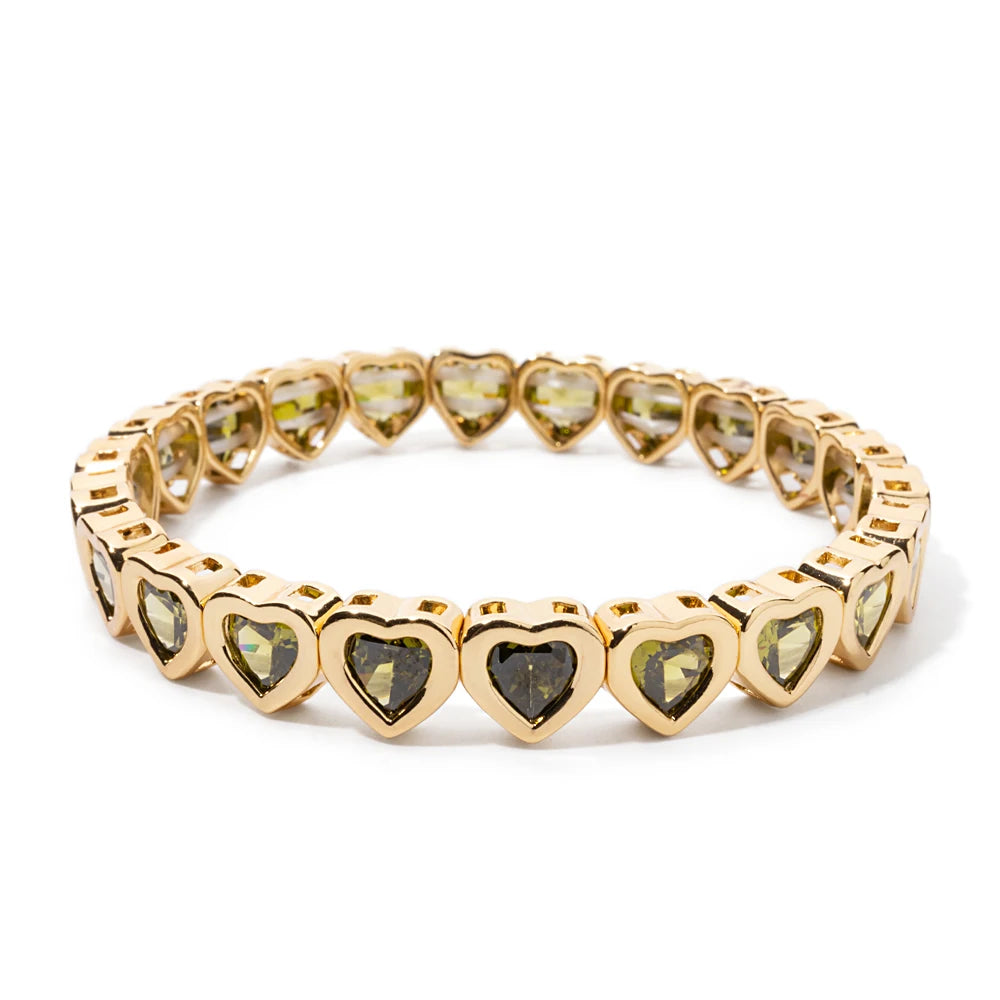 2024 Gold Color Love Bangle For Women Rhinestone Peach Elastic Bangle