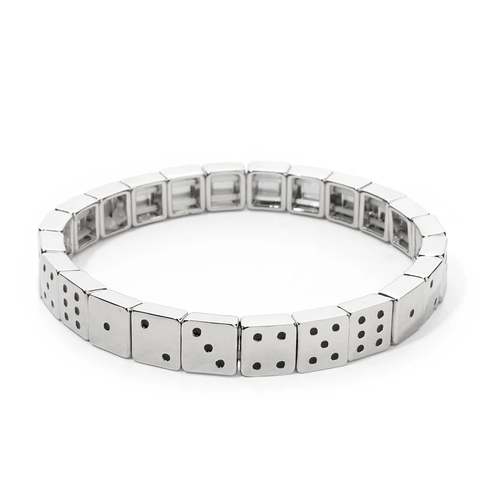 Choice Gold Color Happy Bangle For Women Inlaid Diamond Elastic Bracelets Dice Hand Accessory