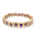 2024 Gold Color Love Bangle For Women Rhinestone Peach Elastic Bangle