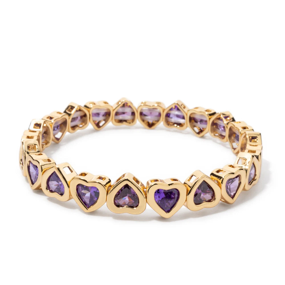 2024 Gold Color Love Bangle For Women Rhinestone Peach Elastic Bangle