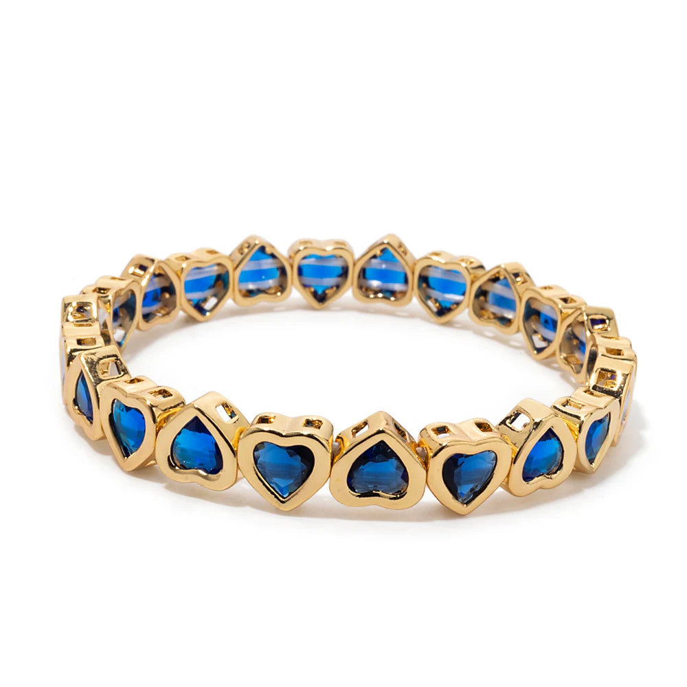 2024 Gold Color Love Bangle For Women Rhinestone Peach Elastic Bangle